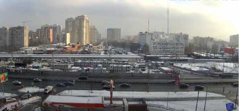 Веб-камера показывает вид Дмитровского шоссе с видом на Останкинскую телебашню