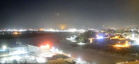 Вид с веб-камеры на Речной порт с видом на реки Омь и Иртыш